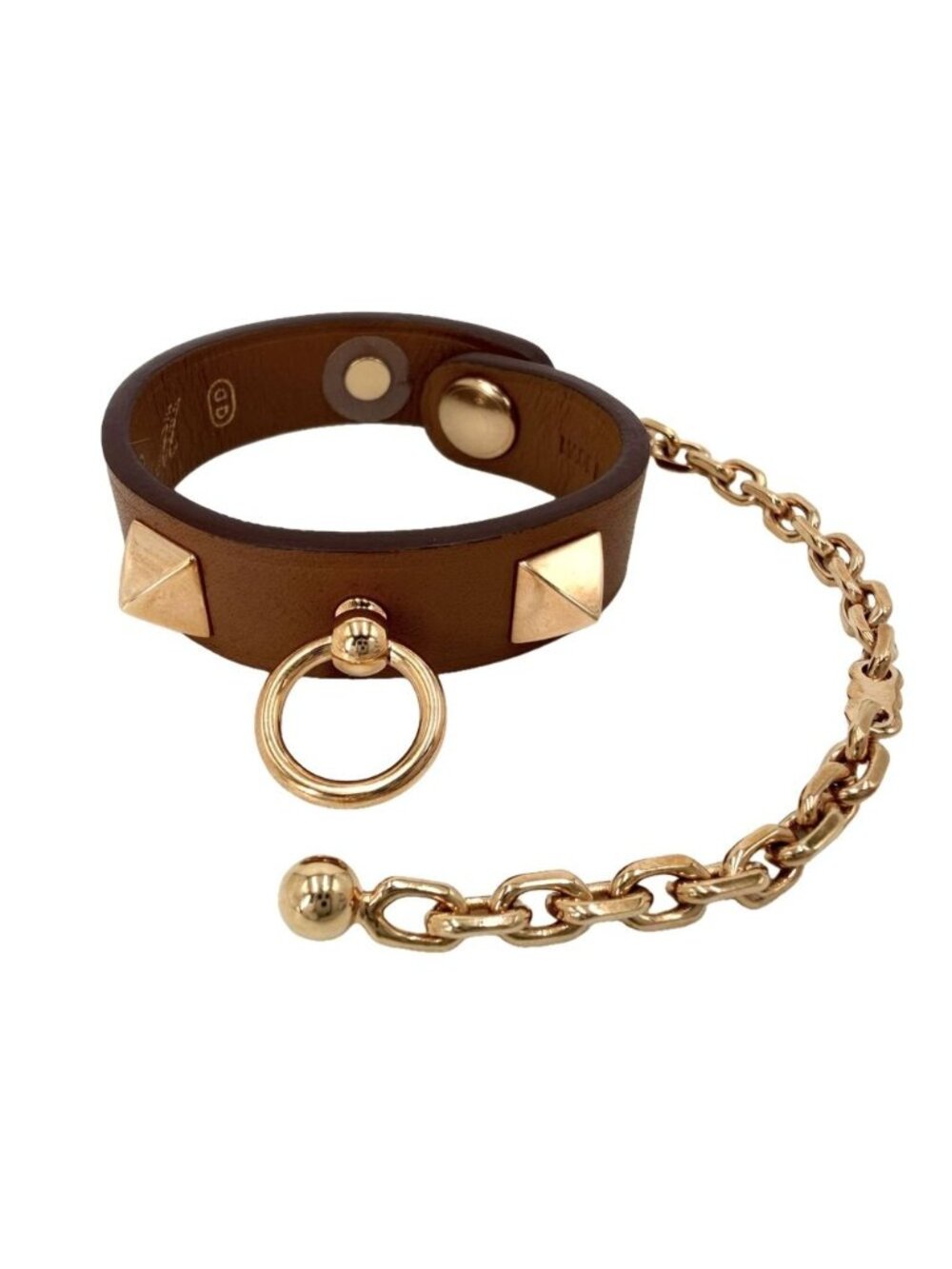 Hermes Rival Glove Holder Charm Leather Brown Gold Vintage Gloves